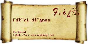 Füri Ágnes névjegykártya