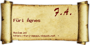 Füri Ágnes névjegykártya